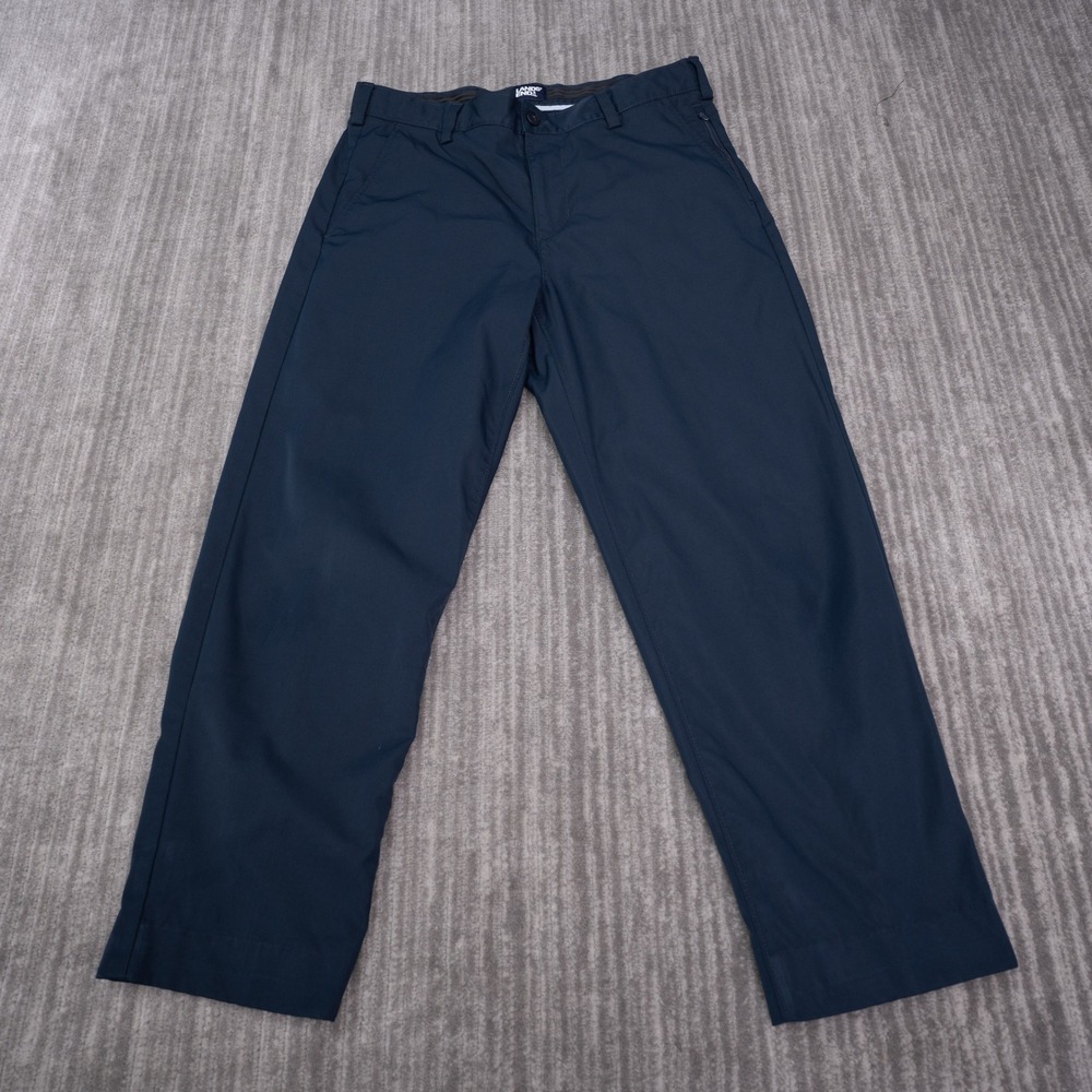 Lands End Active Chino Pants Mens 33 Navy Blue Good Stretch Golf Trousers